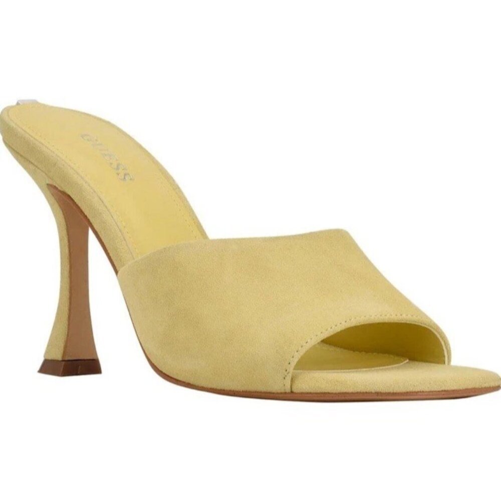 GUESS Yellow Padded Hambree 1191221 Square Toe Leather Heels Women’s Sz 6 - Picture 5 of 16